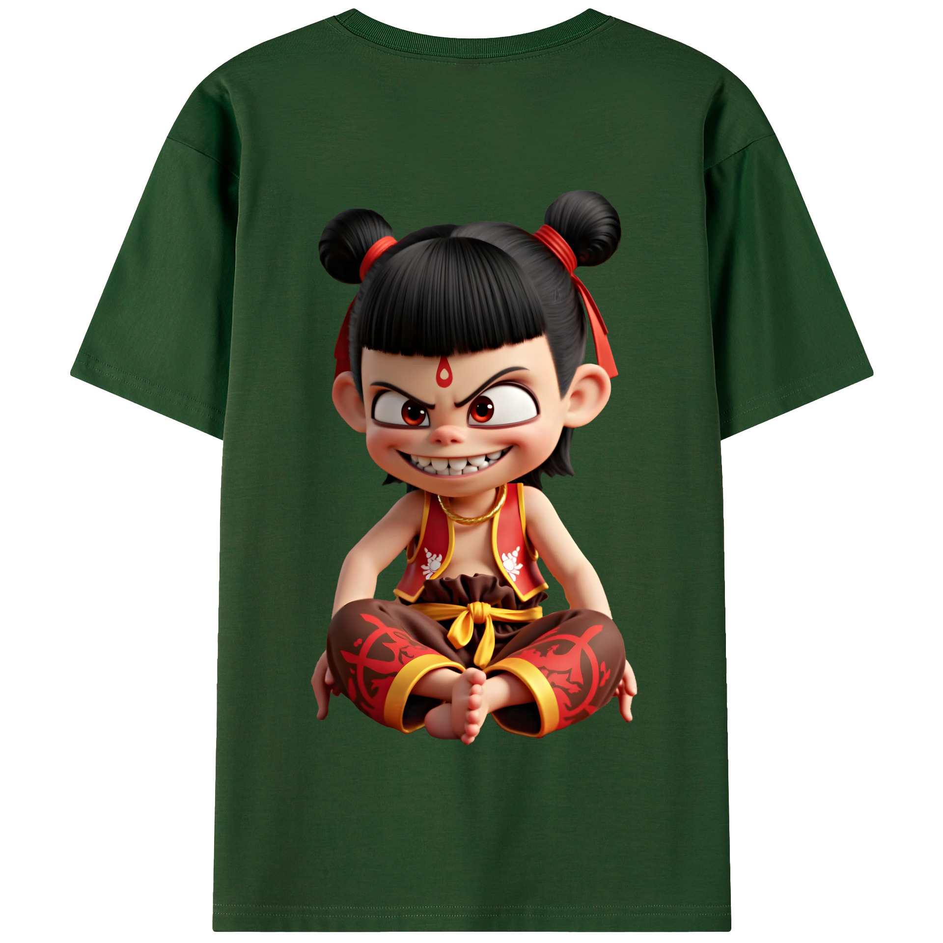 （画像用） Ne Zha 2 ナタ 魔童の大暴れ 綿100％半袖Tシャツ（背面プリント）